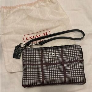 Coach Plaid Wristlet
